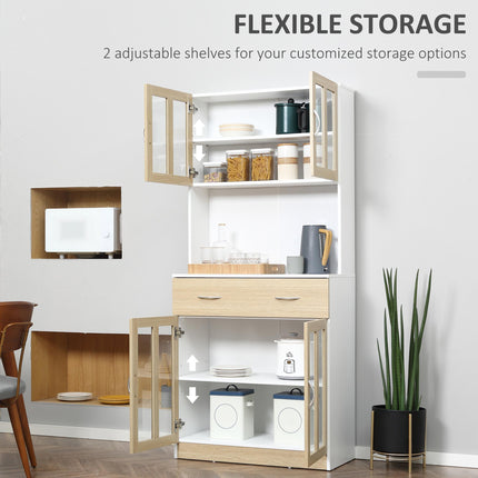 Modern Kitchen Cupboard, Freestanding Storage Cabinet Hutch with Central Drawer,