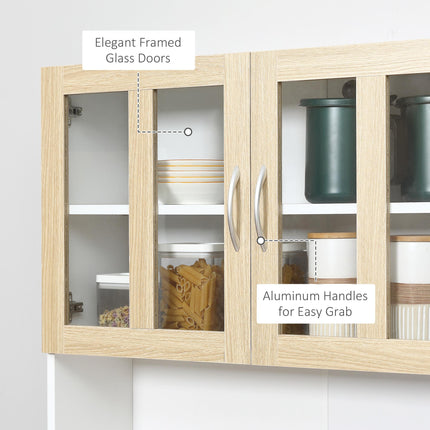 Modern Kitchen Cupboard, Freestanding Storage Cabinet Hutch with Central Drawer,