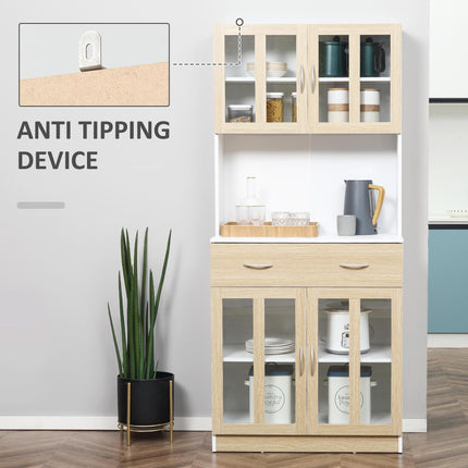 Modern Kitchen Cupboard, Freestanding Storage Cabinet Hutch with Central Drawer,