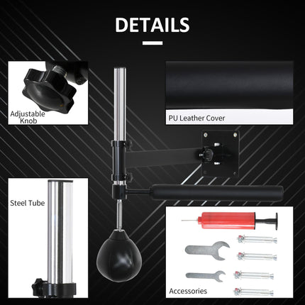 Wall Mount Fast-Reflexes Speed Bag Boxing, Height Adjustable Punching Bag, MMA,
