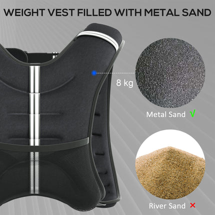 8KG Weighted Vest, Running Weight Vest with Adjustable Strap, Convenient Pocket