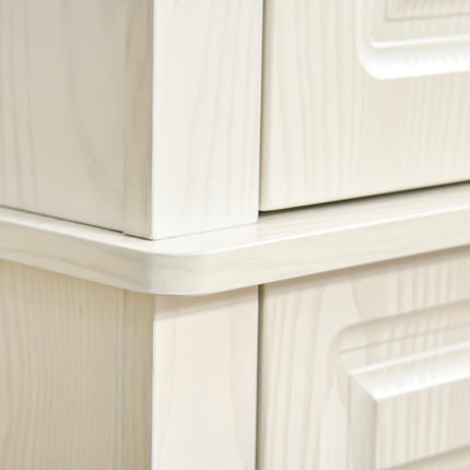 Kitchen Cupboard 4 Doors with Wide Drawer and Shelves 180cm - White Wood Grain