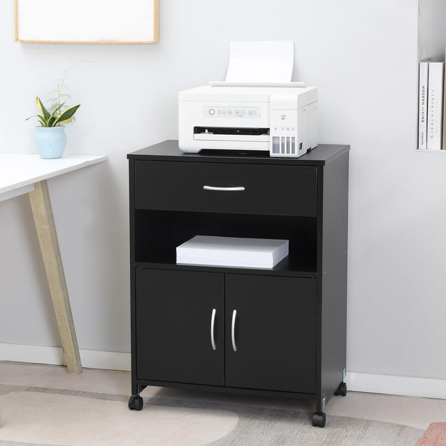 Printer Stand Mobile Printer Cabinet with Storage, Open Shelf, Drawer for Home O