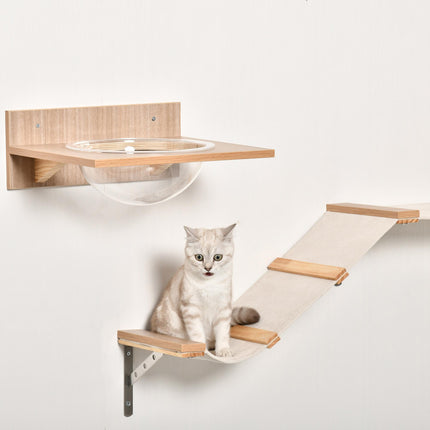 4PCs Wall-mounted Cats Climbing Shelf Set Cat Tree Kitten Perch Activity Center