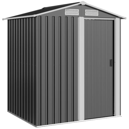 5ft x 4ft Metal Garden Storage Shed with Sliding Door - Grey