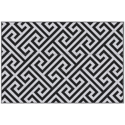 121 x 182 cm Outdoor Patio Reversible Camping Rug Portable Mat for Garden Deck Picnic - Black & White