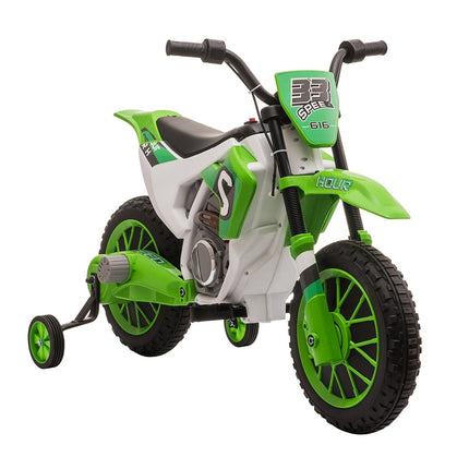 12V Kids Electric Ride-On Motorbike with Training Wheels for Ages 3-5 - Green