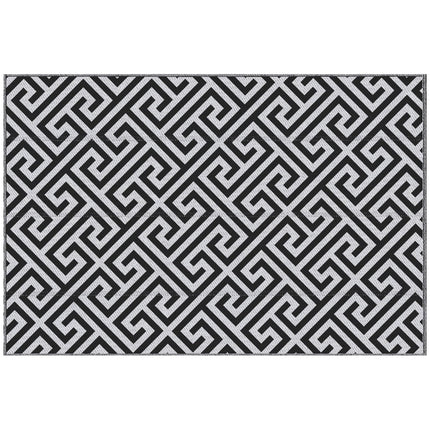 152 x 243 cm Reversible Outdoor Rug Portable Camping Mat for Garden Deck Picnic - Black & White