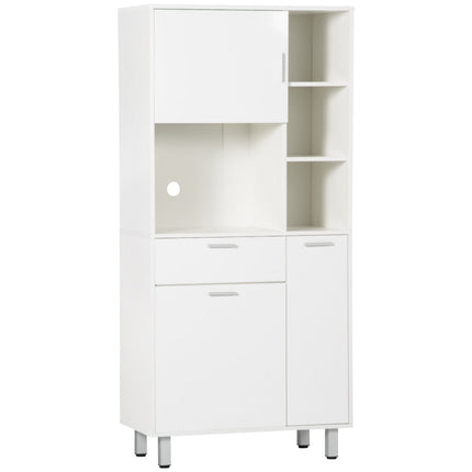 Modern 166cm Freestanding Kitchen Cupboard with Shelves & Drawer - White