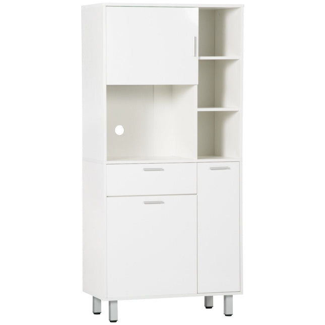 Modern 166cm Freestanding Kitchen Cupboard with Shelves & Drawer - White