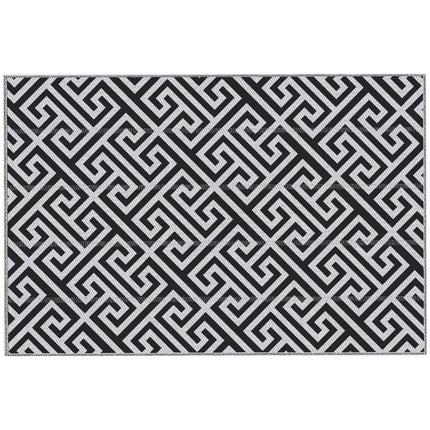 182 x 274 cm Reversible Outdoor Rug Portable Camping Mat for Garden Deck Picnic - Black & White