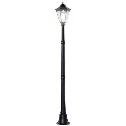 1.9M Solar Powered LED Garden Lamp Post Light with Aluminium Frame for Patio and Pathway - Black