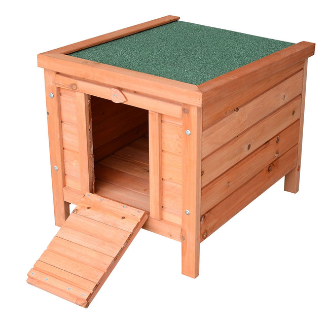 20" Wooden Rabbit Hutch with Weatherproof Roof and Ramp - Natural Wood