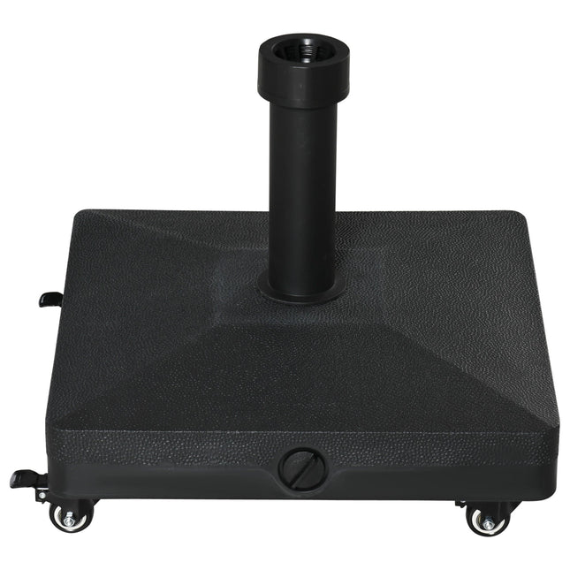 20kg Heavy Duty Garden Parasol Base with Wheels for Sand or Water Filled Patio Umbrella - Black