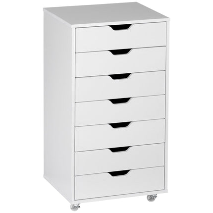 7-Drawer Vertical Mobile Filing Cabinet for Office and Study - White