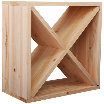 Wooden 24-Bottle Wine Rack Square Tabletop Storage Holder Stand - Natural Wood