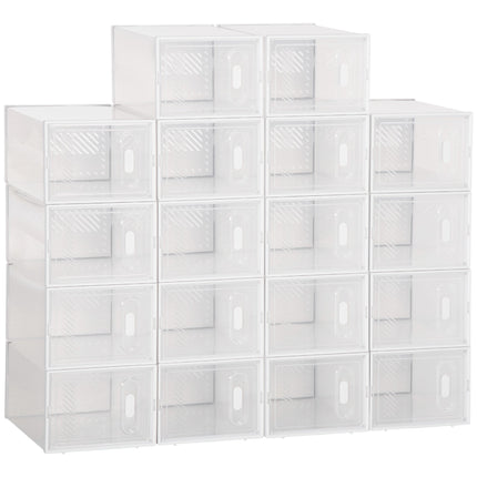 Portable Shoe Storage Cabinet Cube Organizer for UK/EU Size 43 with Magnetic Door - Clear White