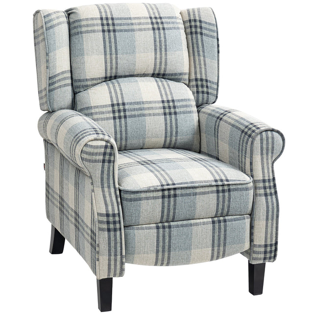 160° Reclining Armchair with Footrest Linen Upholstery - Grey