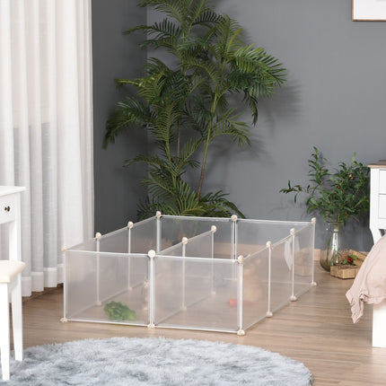 DIY Small Pet Playpen 12-Panel Portable Plastic Fence for Guinea Pigs, Kittens, Bunnies, Chinchillas - White