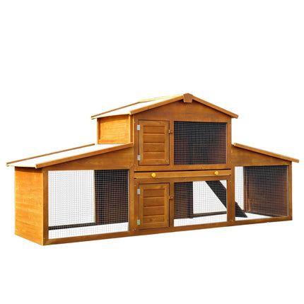 Deluxe Large 2-Tier Small Animal Hutch Fir Wood - Natural Wood Tone