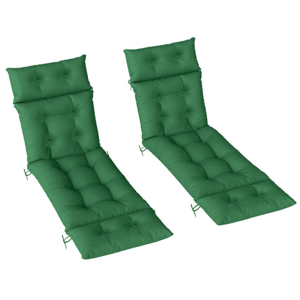 Set of Two 190 x 56cm Sun Lounger Cushions - Green