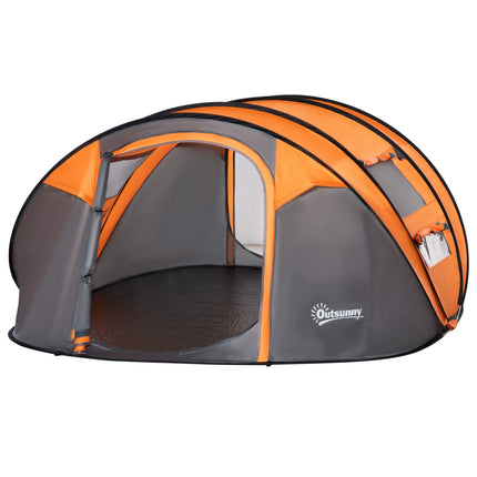 4-5 Person Pop-up Waterproof Camping Tent with Mesh Windows - Orange