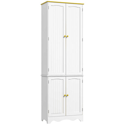 Freestanding 4-Door Kitchen Storage Cabinet with 4 Shelves - White