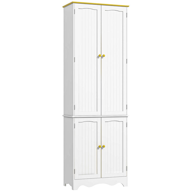 Freestanding 4-Door Kitchen Storage Cabinet with 4 Shelves - White
