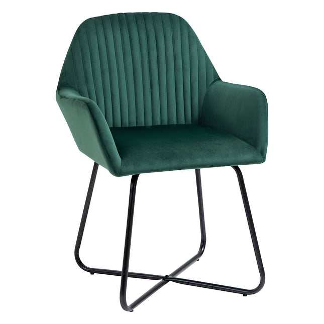 Modern Upholstered Accent Chair with Metal Base for Living Room - Green