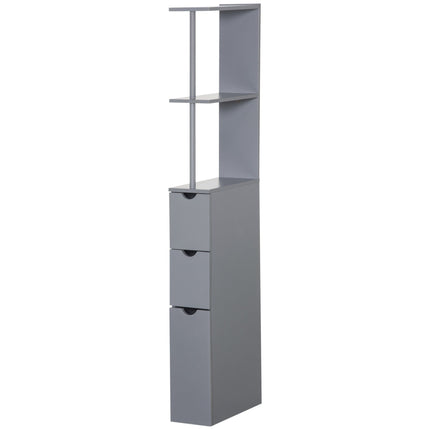 Tall Freestanding Bathroom Storage Cabinet with Shelves and Drawers - Grey