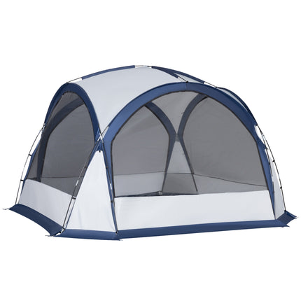 6-8 Person Dome Camping Tent with Mesh Doors and Carry Bag - White Blue