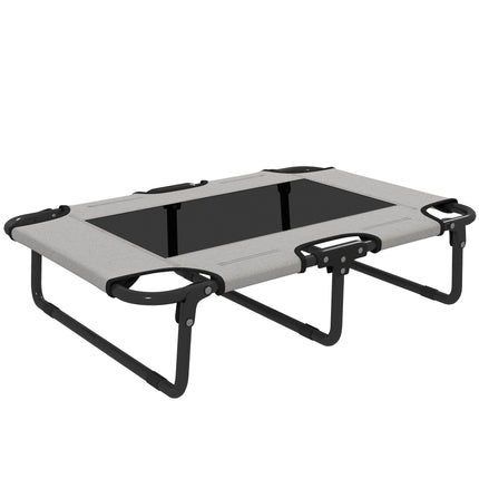 Portable Raised Dog Bed, Elevated Pet Cot with Breathable Mesh for Indoor Outdoor, for Small Medium Dogs, Light Grey