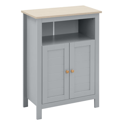 Classic Bathroom Floor Storage Cabinet with Adjustable Shelves - Grey