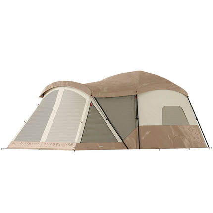 Cabin Tent Waterproof Camping Tent with Two Room for 4 Person Brown