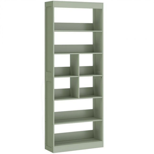 Bookcase, 6-Tier Bookshelf with Open Storage Shelves, Cubes, 180 cm Tall Display Shelf with Anti-Tipping Design, Green