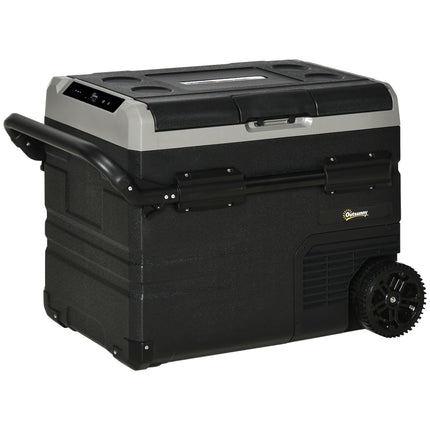 50L Portable Car Refrigerator with Compressor Cooling and LED Panel - Black