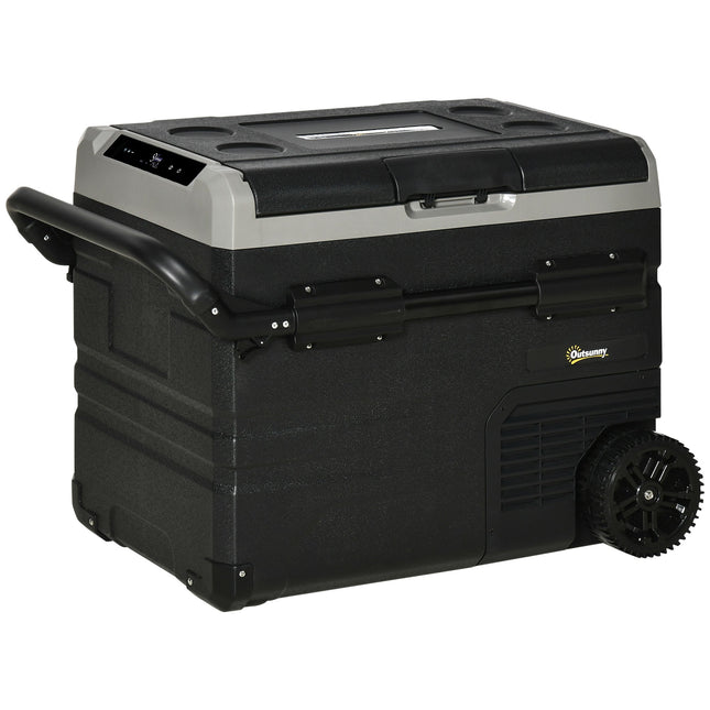 50L Portable Car Refrigerator with Compressor Cooling and LED Panel - Black