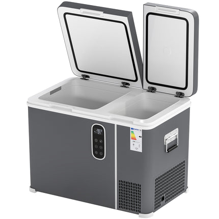 45L Compressor Car Fridge Freezer, Dual Zone Camping Refrigerator with App Control, Grey