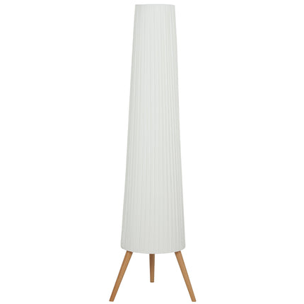 Dimmable Tripod Floor Lamp with Foot Switch, Nordic Standing Lamp with Fabric Shade, 153cm, White, White and Natural