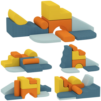 9-Piece Soft Play Set, Kids Soft Play Foam Blocks with Detachable Cover for Climbing and Crawling