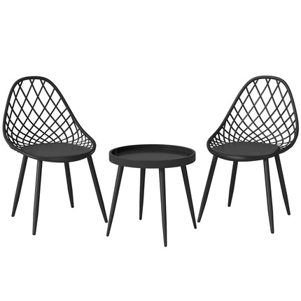 3-Piece Outdoor Bistro Set with 2 Chairs and Round Table for Garden, Balcony, Porch, Black