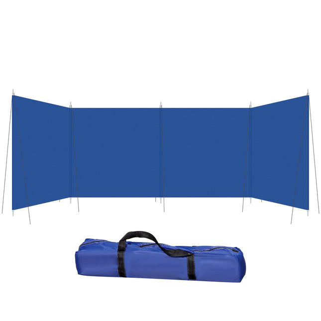 Portable Camping Windbreak 620x150cm with Water-Resistant Fabric and Carry Bag - Blue