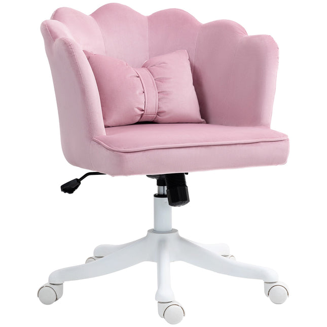 Velvet-Feel Petal Back Office Chair with Lumbar Support - Pink
