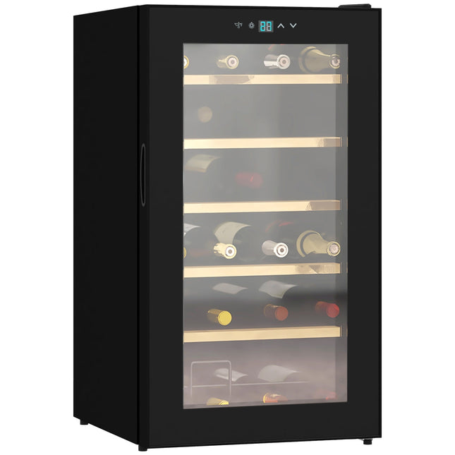 Freestanding 24 Bottle Wine Fridge with Digital Touch Controls - Black