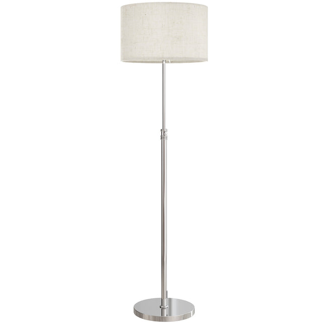 Floor Lamp with Remote, Height Adjustable Standing Lamp with Linen Shade, Dimmable with 3000K-6000K Adjustable Colour Temperatures, Foot Switch for Living Room Bedroom Office, Silver Tone