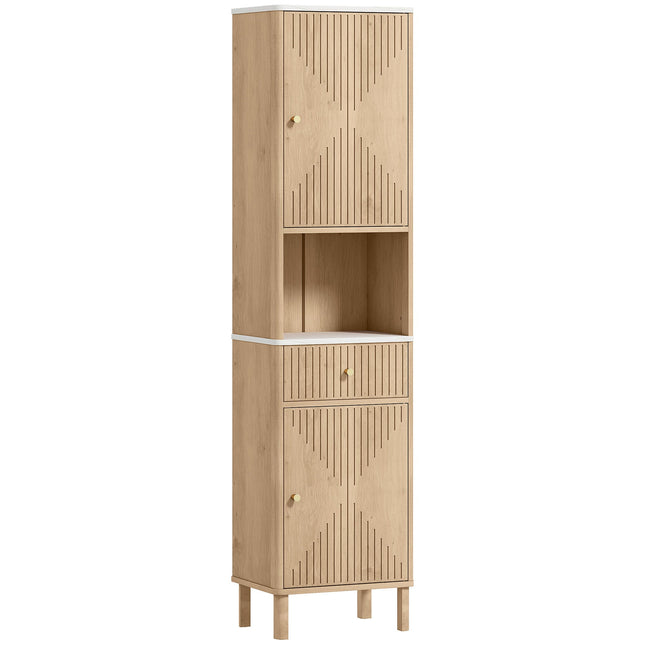 Slim Bathroom Cabinet with Silent Drawer Rail for Scandinavian, Japanese Styles - Wood-Effect