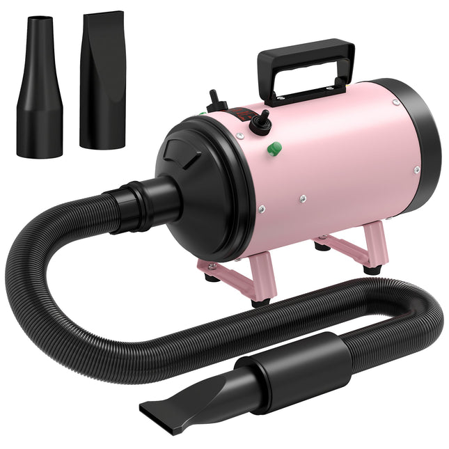 2200W Dog Hair Dryer with Adjustable Temperature, 3 Nozzles - Pink
