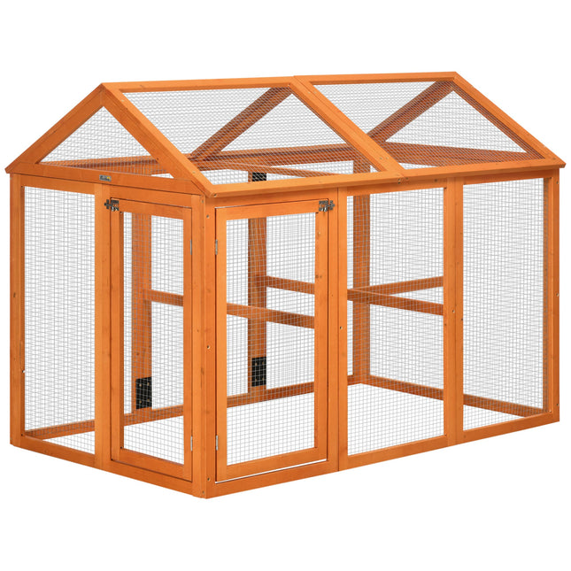 Wooden Chicken Run Coop for 1-3 Chickens with Combinable Design - Orange