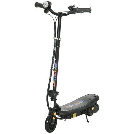 Foldable Electric Scooter with LED Headlight for Ages 7-14 - Black