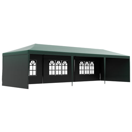 9 x 3 Metre Garden Gazebo with Removable Walls and Steel Frame - Green